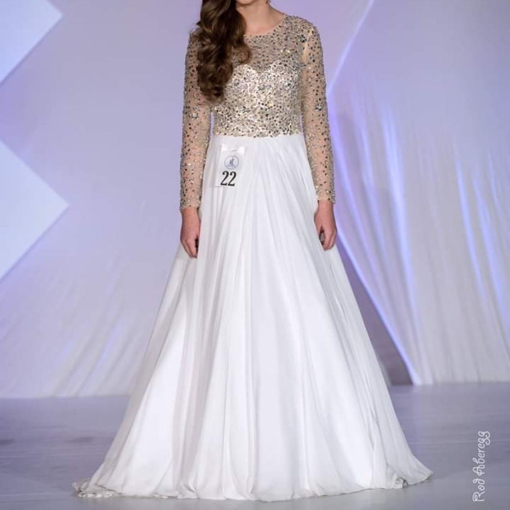 Stoned long sleeve custom gown